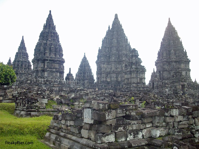 Prambanan Temple with foundation stones of the outer temples