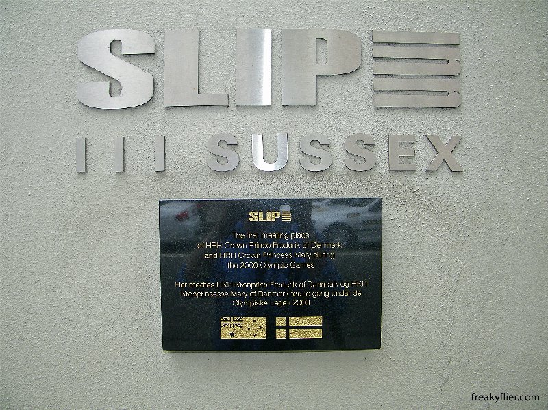 The plaque commemorating the meeting between HRH Crown Prince Frederik and HRH Crown Princess Mary of Denmark at the Slip Inn Sydney