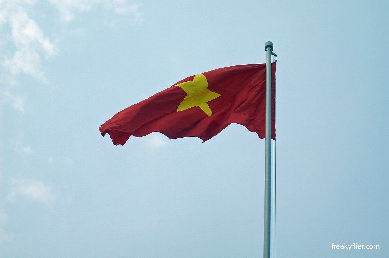 The flag of Vietnam, flying outside the Ho Chi Minh Mausoleum, Ha Noi
