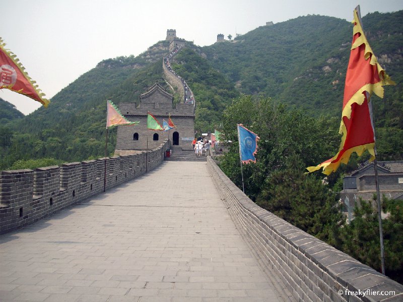 Standing on the wall in the valley at Juongguan Pass