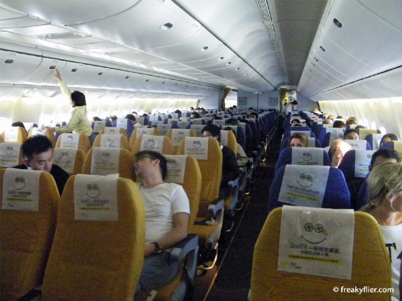 Economy class rear 'Yellow' and 'Blue' zones