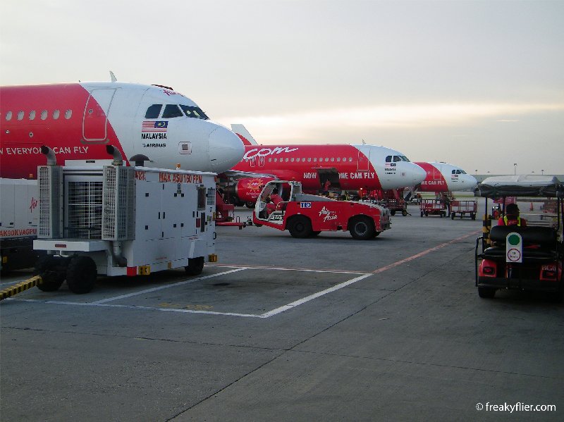 Air Asia Airbus a320's lines up at KLIA LCCT