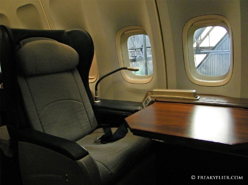 First Class with tray table on Qantas 747-400