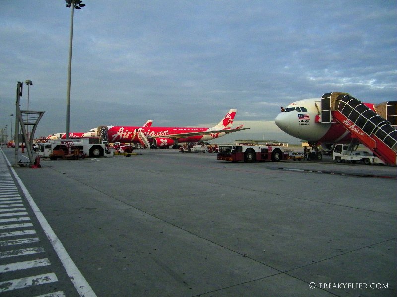 Air Asia X' Aircraft lined up at KLIA LCCT ready for departure