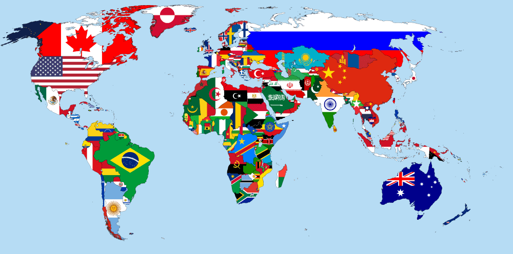 Flags Map of the World (courtesy Alvin Lee - Wikipedia Commons)