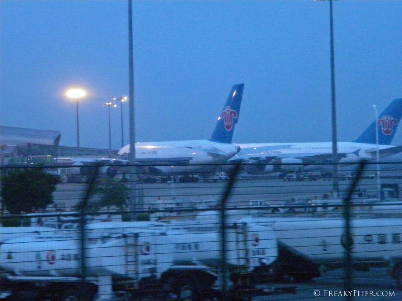 Taxiing past two Airbus a380's, one of which would be taking me to Sydney later that evening