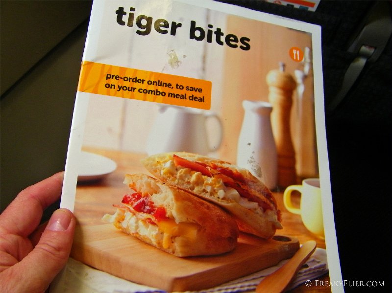 Tiger bites menu for purchases available on board