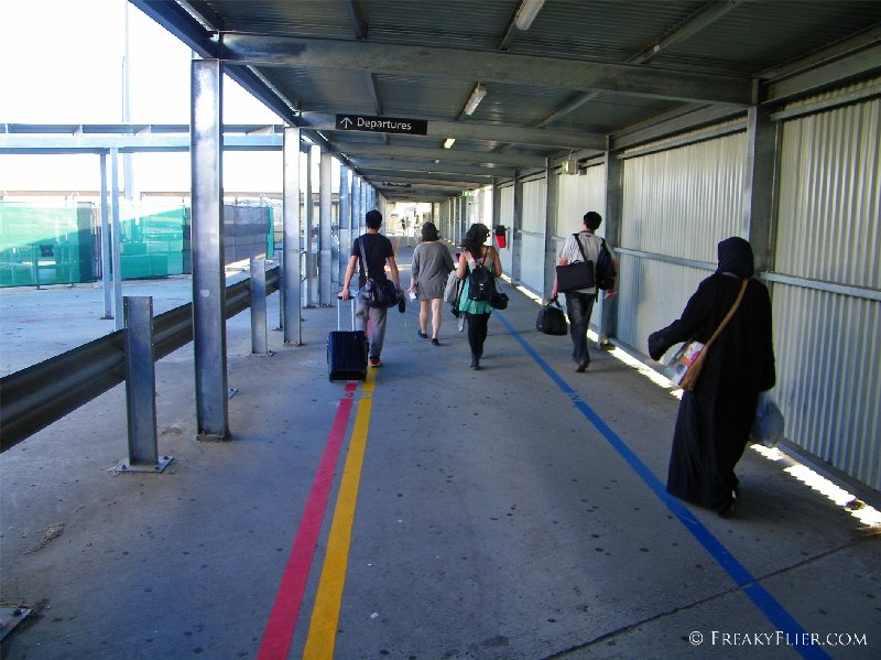 Making our way to the waiting aircraft at T4 Tullamarine Airport