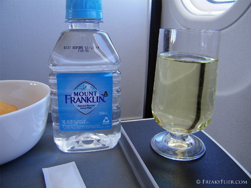 Water and wine prior to landing in Sydney
