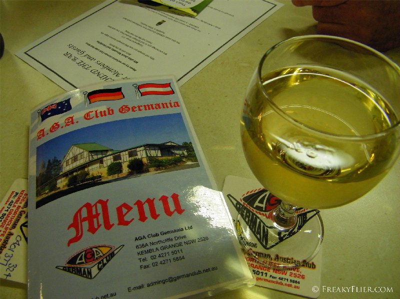 Drinks and menu at the AGA Club