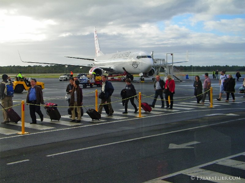 Arriving in Hobart on board Virgin Australia