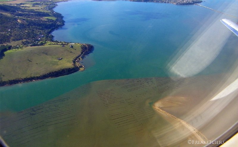 The Barilla Bay oyster beds as seen from the air
