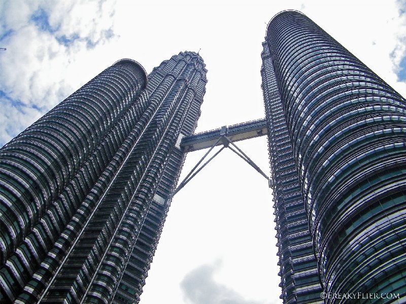 Looking up at the Petronas Twin Towers