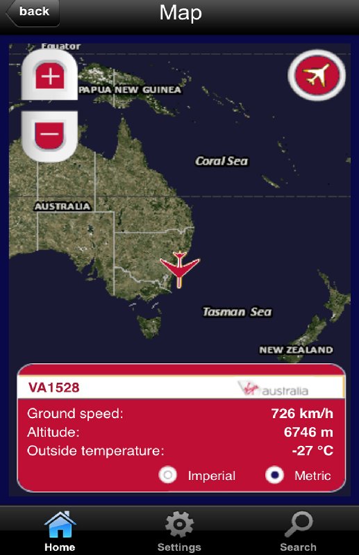 VA inflight map via iphone