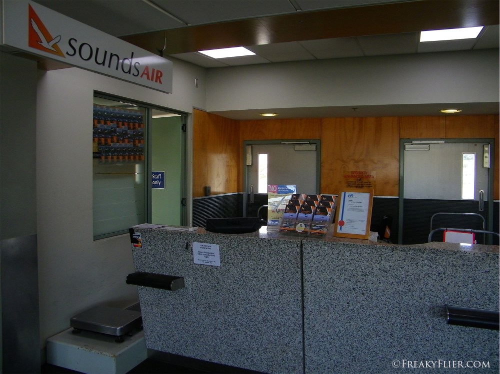 Soundsair check-in areat at gate 4 at Wellington Airport