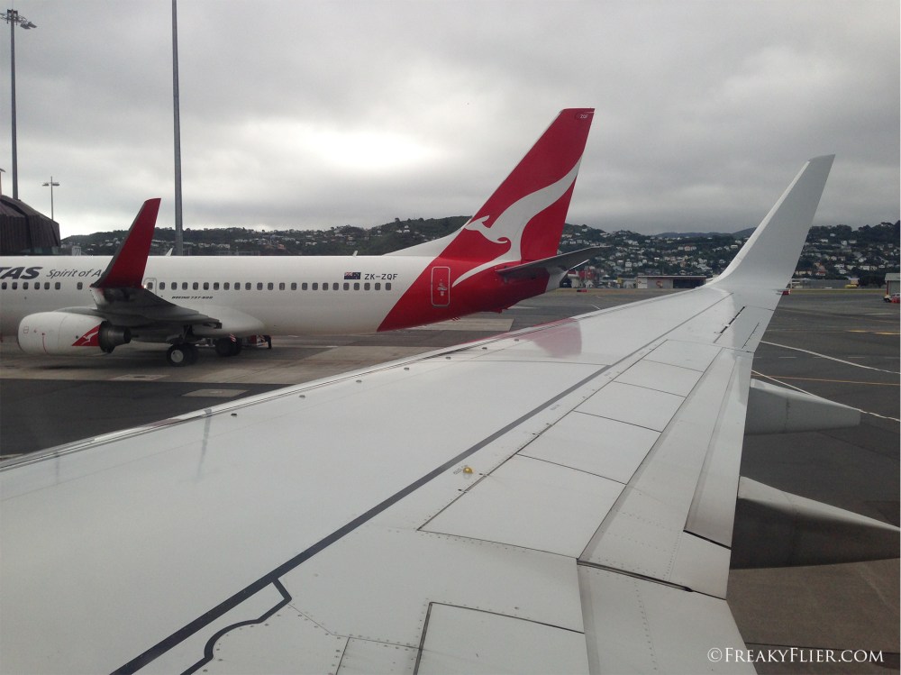 Qantas (JetConnect) 737-800 ZK-ZQF 'Abel Tasman' as seen from ZK-ZQE 'William Pickering'