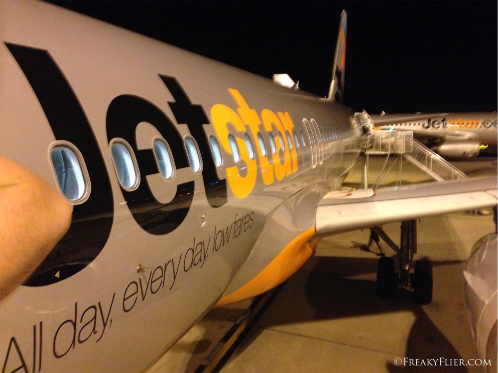 Disembarking in Brisbane on Jetstar Airways