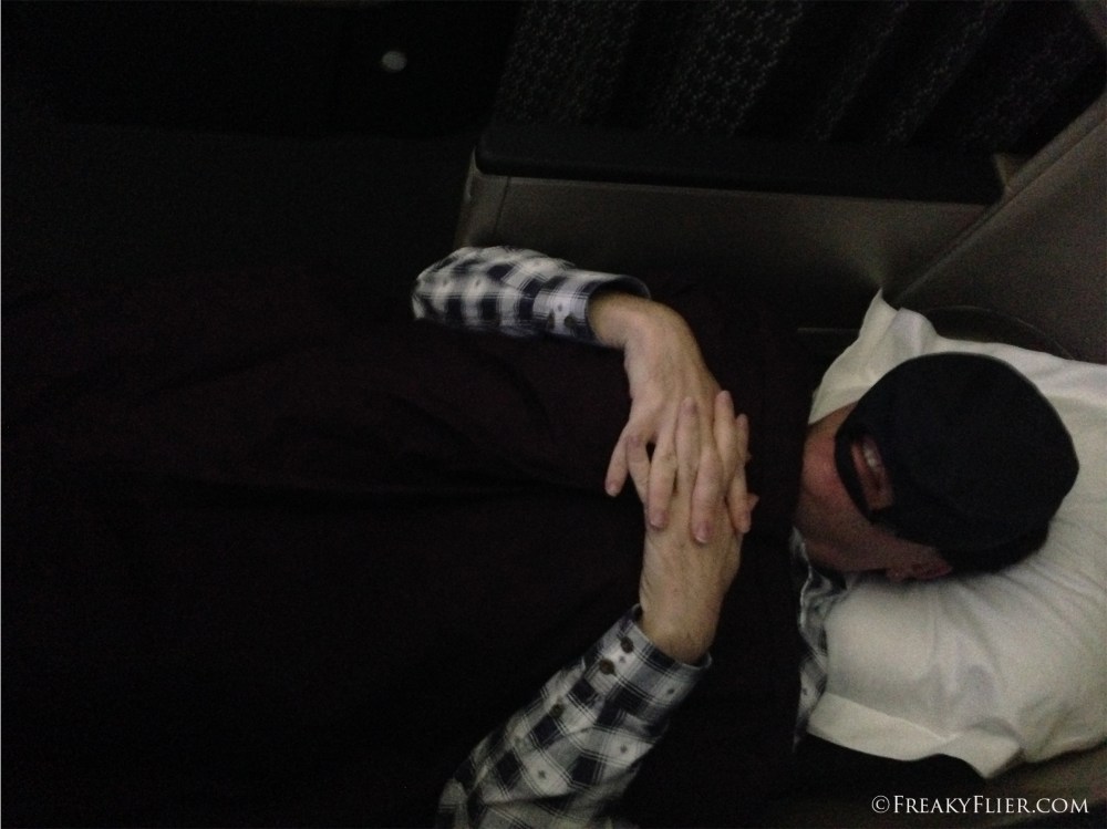 Lie flat bed in the Business Suite