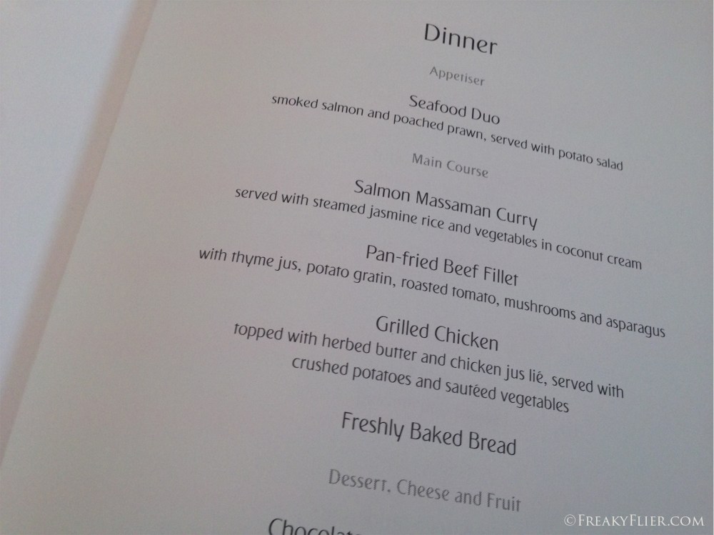 The main menu on board Emirates