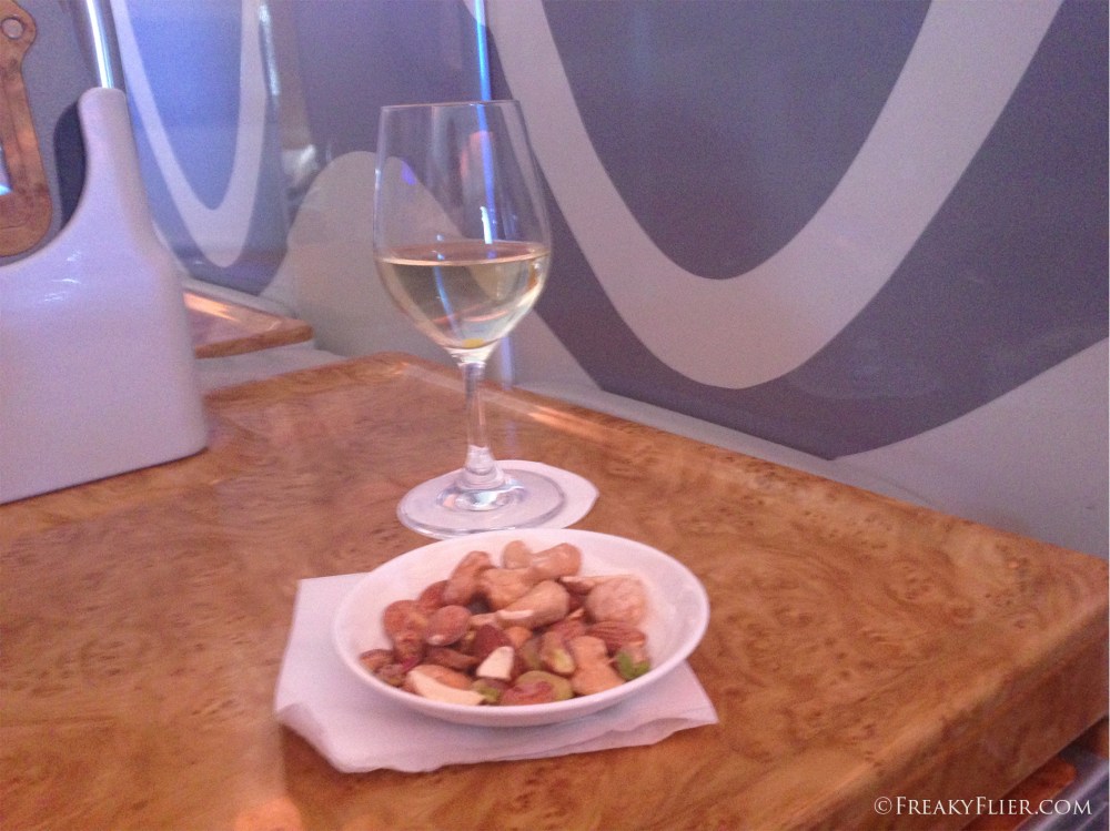 Warmed nuts and another wine