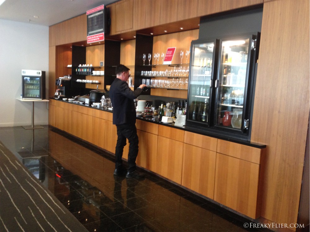 The buffett and bar area in the First Lounge