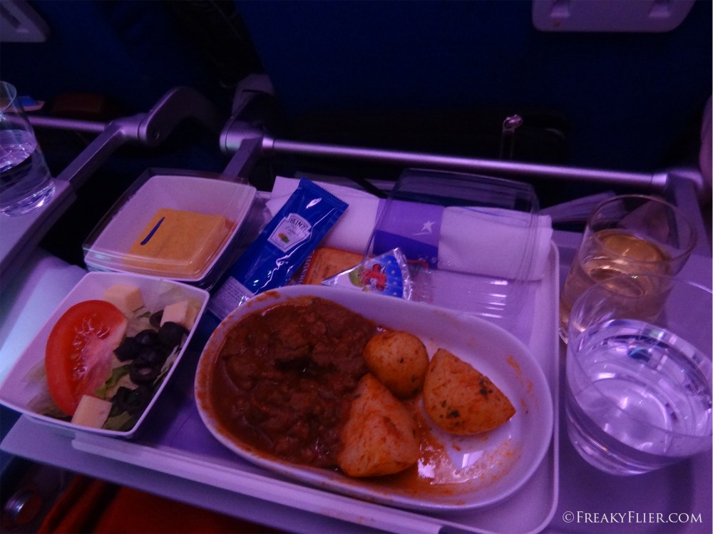 Dinner on board LATAM from Auckland to Santiago