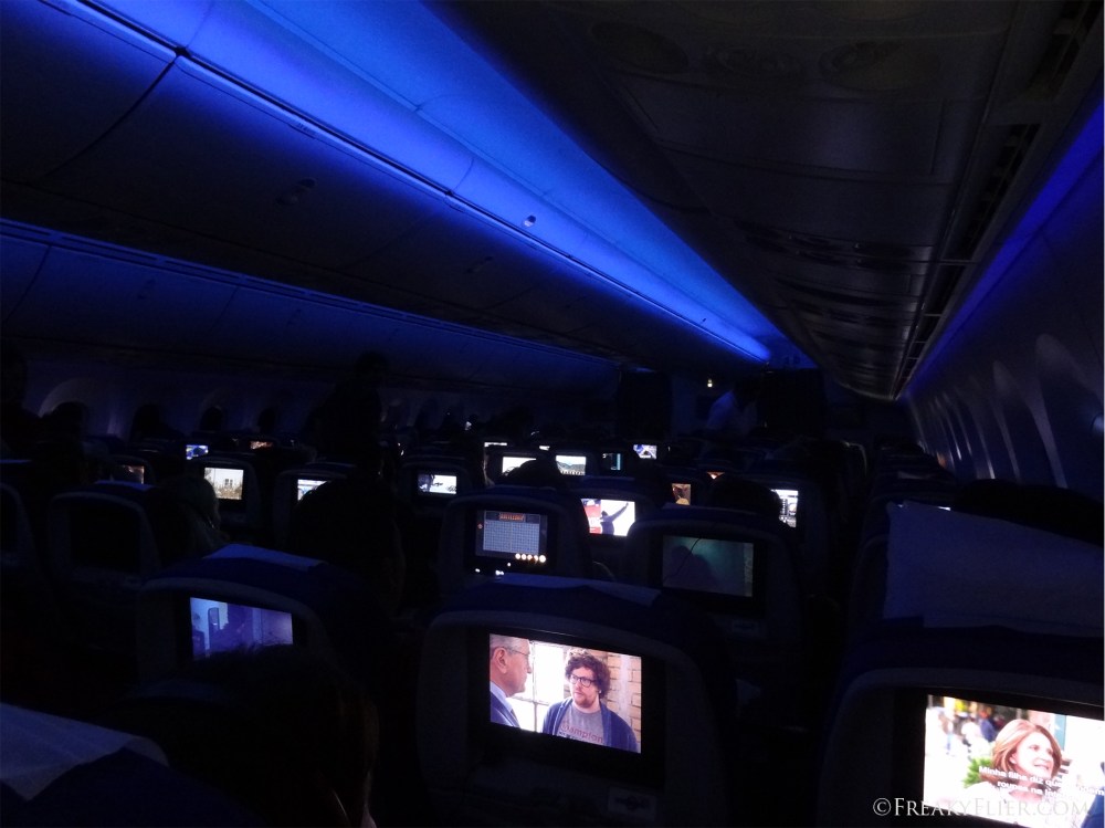 Dreamliner LED lights while flying through the night