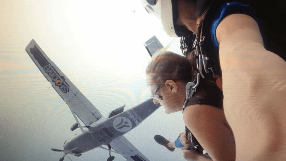 Jessie, leaving the safety of the aircraft behind